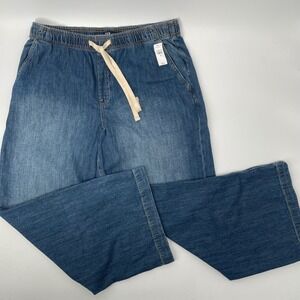 NWT GAP High Rise Wide Barrel Leg Denim Jeans Elastic Waist Drawstring Women XL